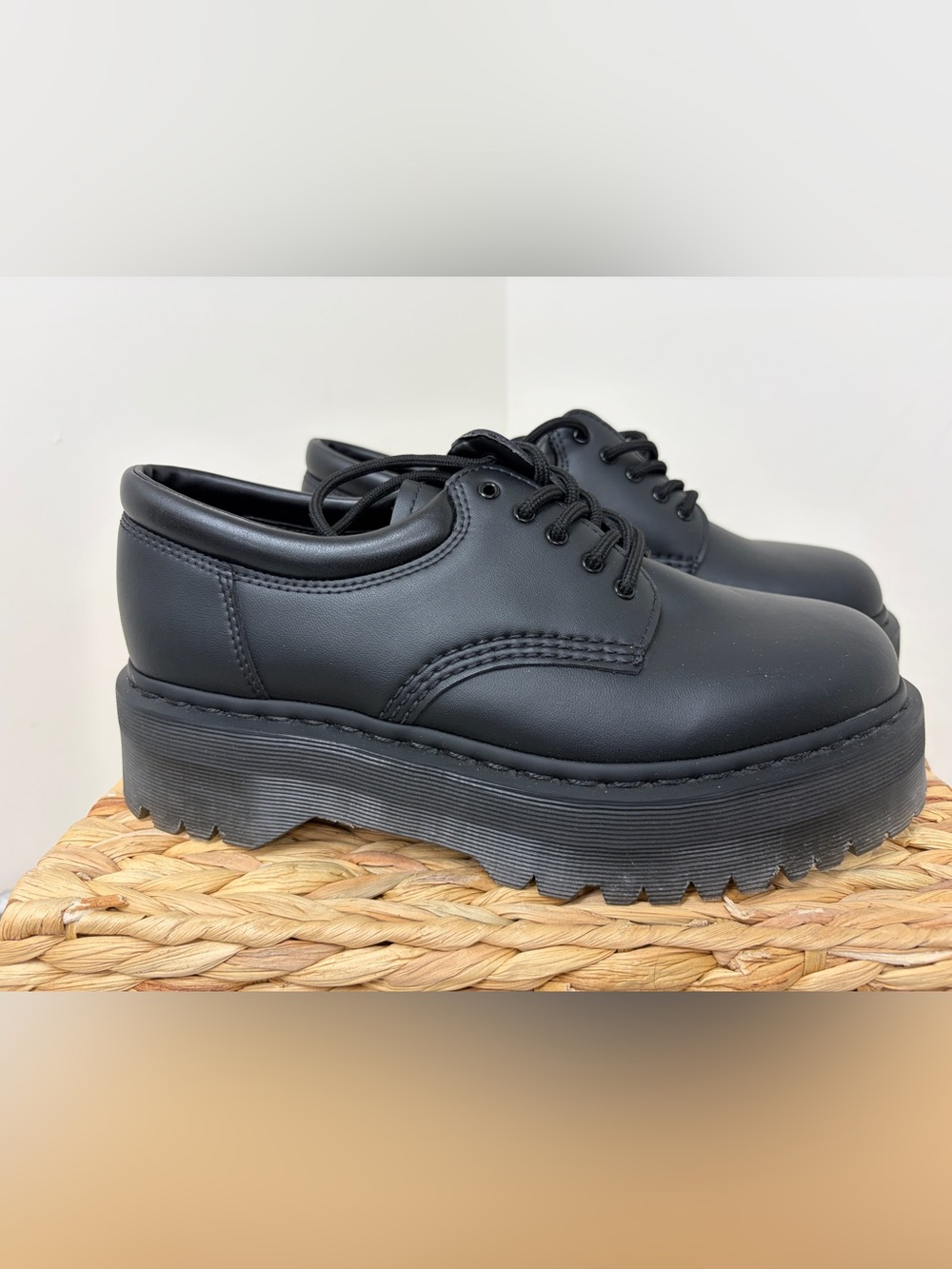 Dr. Martens Black Platform 5-Eye Derby Shoes